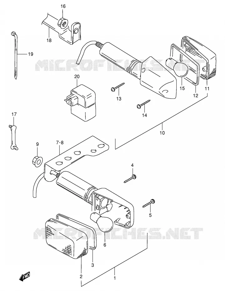 CLIGNOTANTS (MODELE W/X,E24) Suzuki MOTO 350 DR 1997  DR350V(E1)