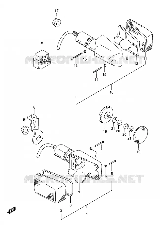 CLIGNOTANTS Suzuki MOTO 650 DR 1998  DR650SEW(E4)