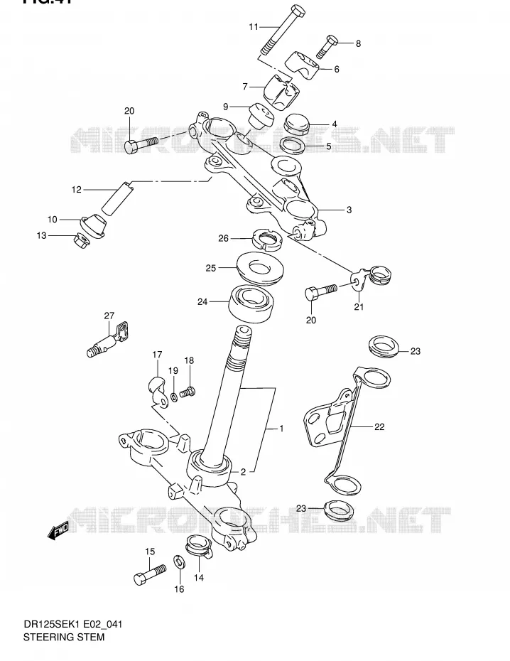 COLONNE DE DIRECTION Suzuki MOTO 125 DR 2001  DR125SEK1(E2)