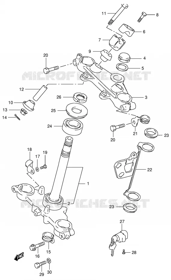 COLONNE DE DIRECTION Suzuki MOTO 200 DR 2000  DR200SEY(E24)