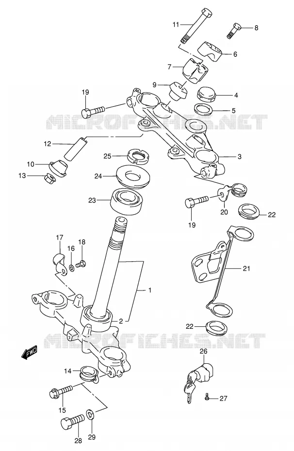 COLONNE DE DIRECTION Suzuki MOTO 200 DR 2004  DR200SEK4(E3/E28)