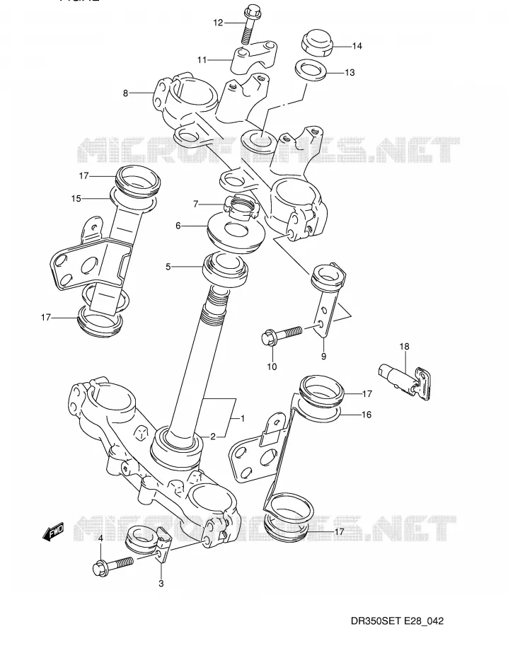 COLONNE DE DIRECTION Suzuki MOTO 350 DR 1994  DR350SER(E28)