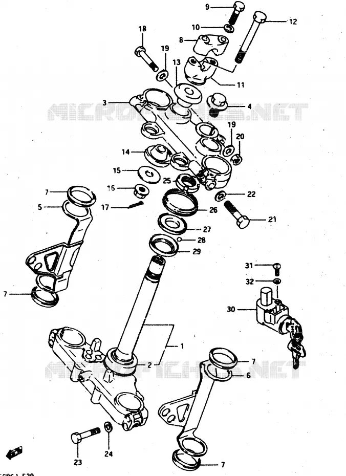 COLONNE DE DIRECTION Suzuki MOTO 500 DR 1987  DR500H(G/H/J)
