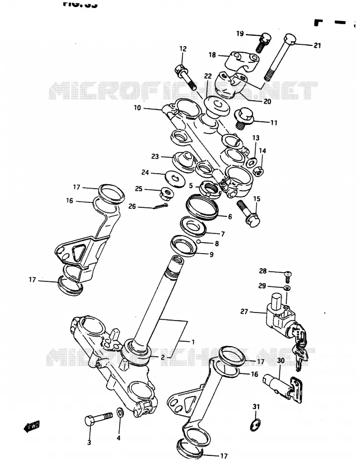 COLONNE DE DIRECTION Suzuki MOTO 650 DR 1990  DR650RL(L)