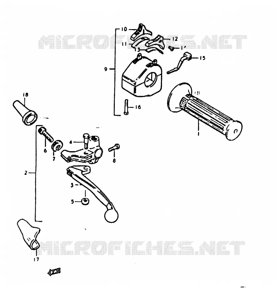COMMODO - POIGNEE GAUCHE Suzuki MOTO 1000 GS 1978  GS1000HC(C/N)