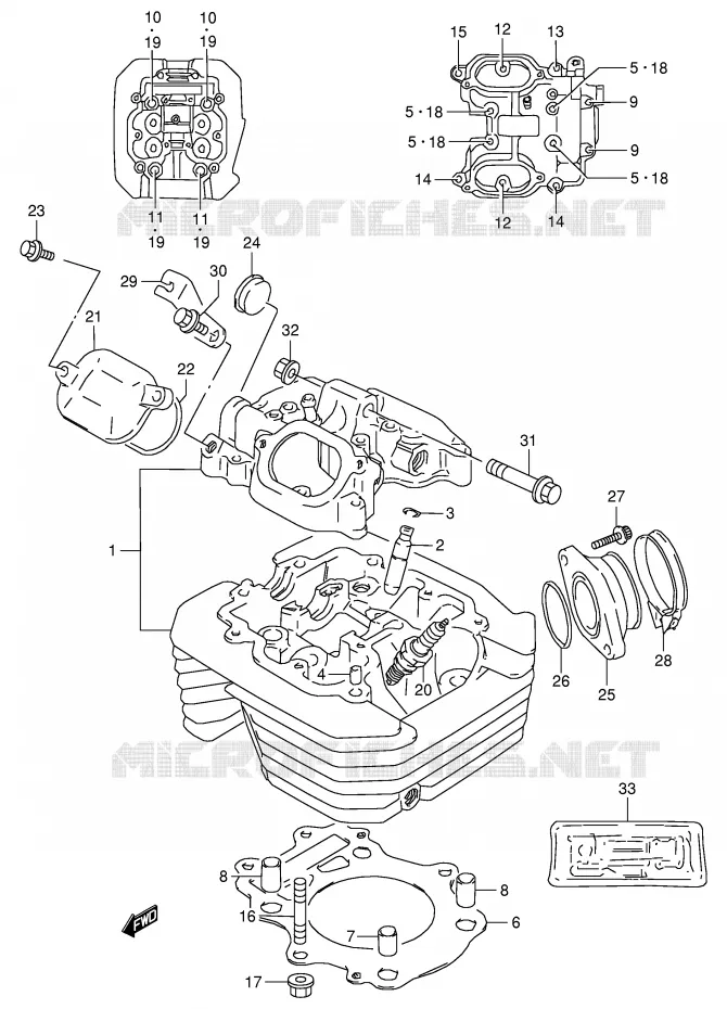 CULASSE Suzuki MOTO 350 DR 1997  DR350V(E1)