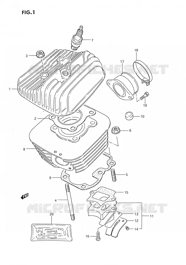 CYLINDRE Suzuki MOTO 80 DS 1990  DS80L(E3)