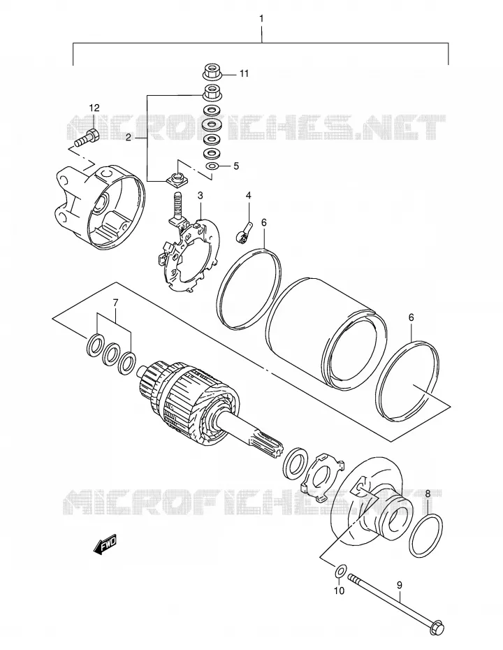 DEMARREUR (MODELE T/V/W/X) Suzuki MOTO 350 DR 1998  DR350SEW(E2)