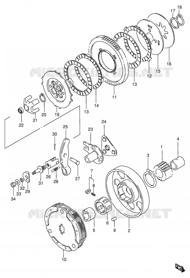 EMBRAYAGE (MODELE G/R) Suzuki SCOOTER 100 FB 1997  FB100DV(E71)