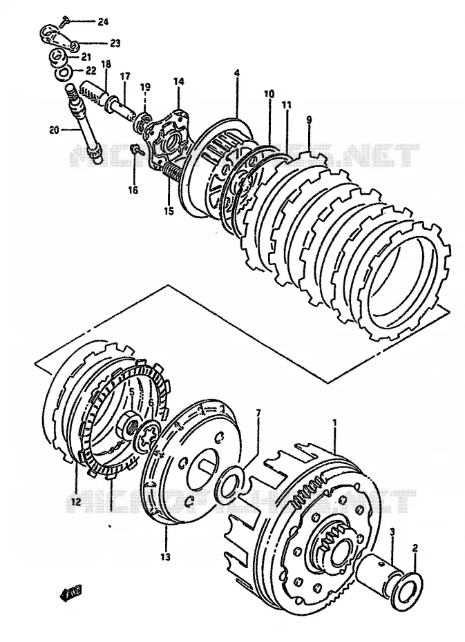 EMBRAYAGE (MODELE N/P) Suzuki MOTO 650 DR 1994  DR650RR(N/P/R)