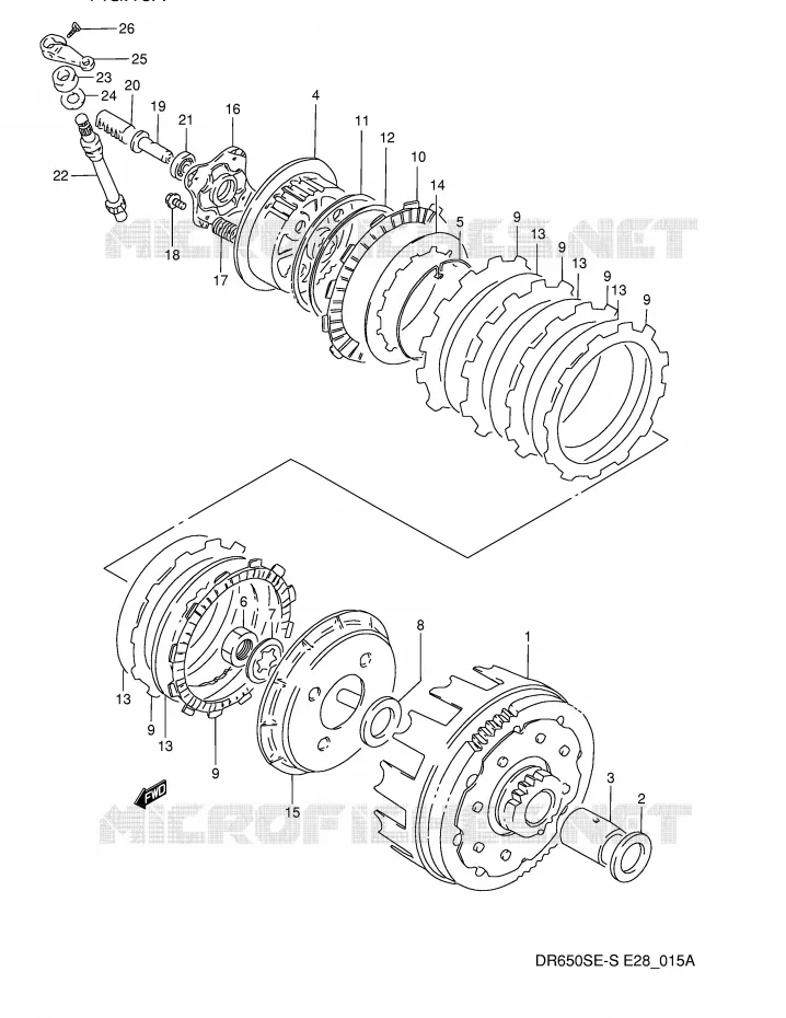 EMBRAYAGE (MODELE R/S) Suzuki MOTO 650 DR 1995  DR650SES(E28)
