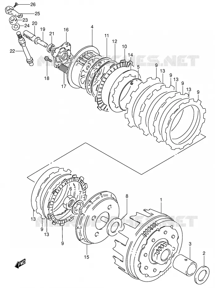 EMBRAYAGE (MODELE R/S/T) Suzuki MOTO 650 DR 1994  DR650RSEUR(E4)
