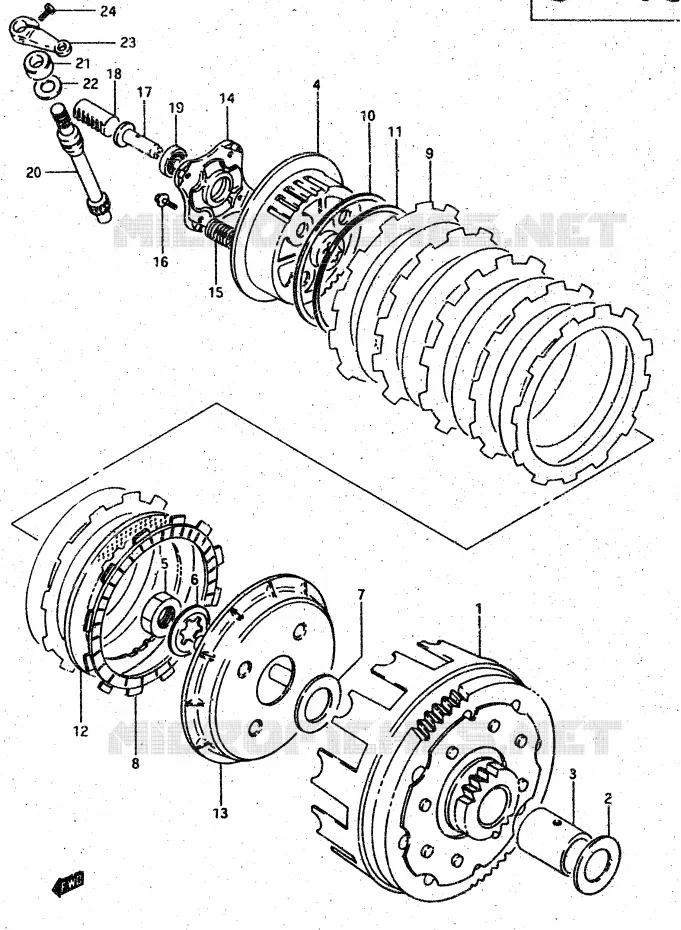 EMBRAYAGE Suzuki MOTO 500 DR 1988  DR500SJ(G/H/J)