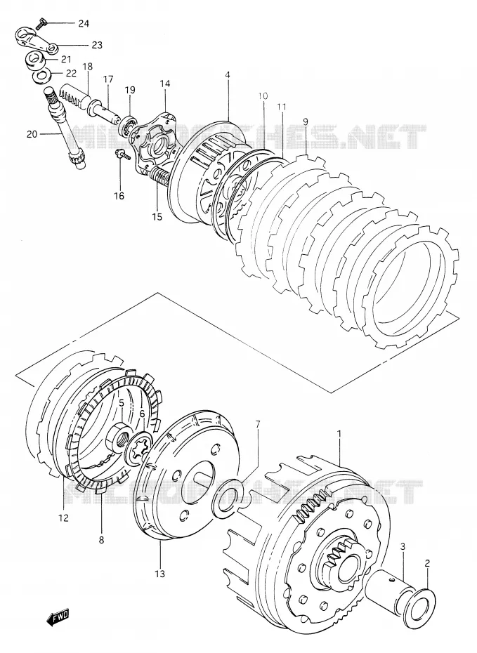 EMBRAYAGE Suzuki MOTO 650 DR 1991  DR650RSM(E2)