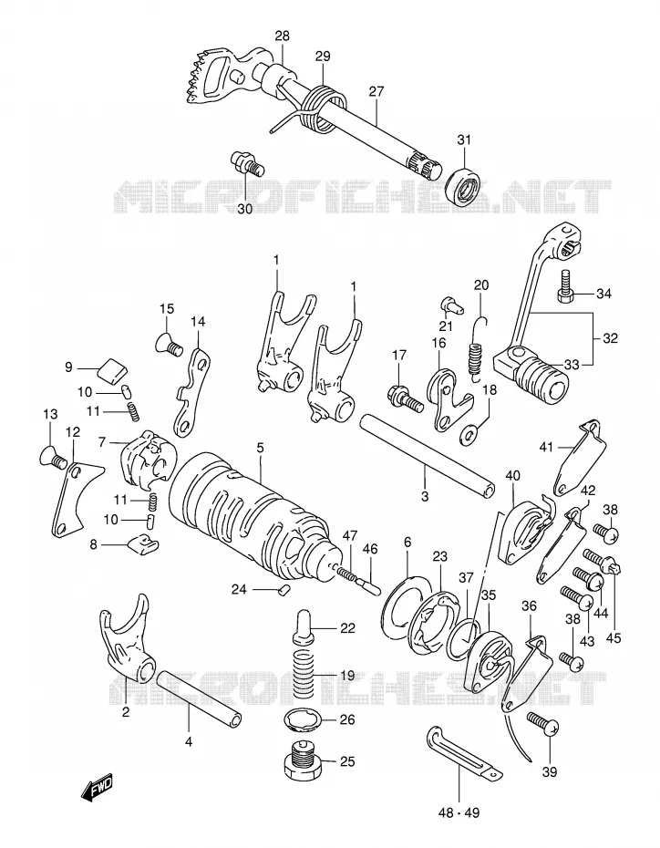 ENSEMBLE DE SELECTION DE VITESSES Suzuki MOTO 125 DR 1998  DR125SEW/SEUW(E4)