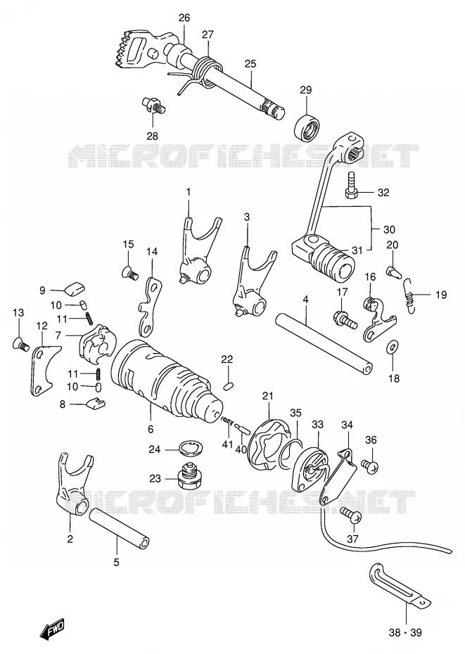 ENSEMBLE DE SELECTION DE VITESSES Suzuki MOTO 200 DR 1998  DR200SEW(E24)