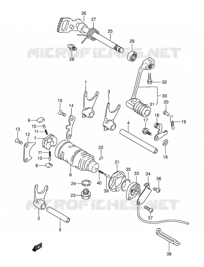 ENSEMBLE DE SELECTION DE VITESSES Suzuki MOTO 200 DR 2005  DR200SEK5(E3/E28)