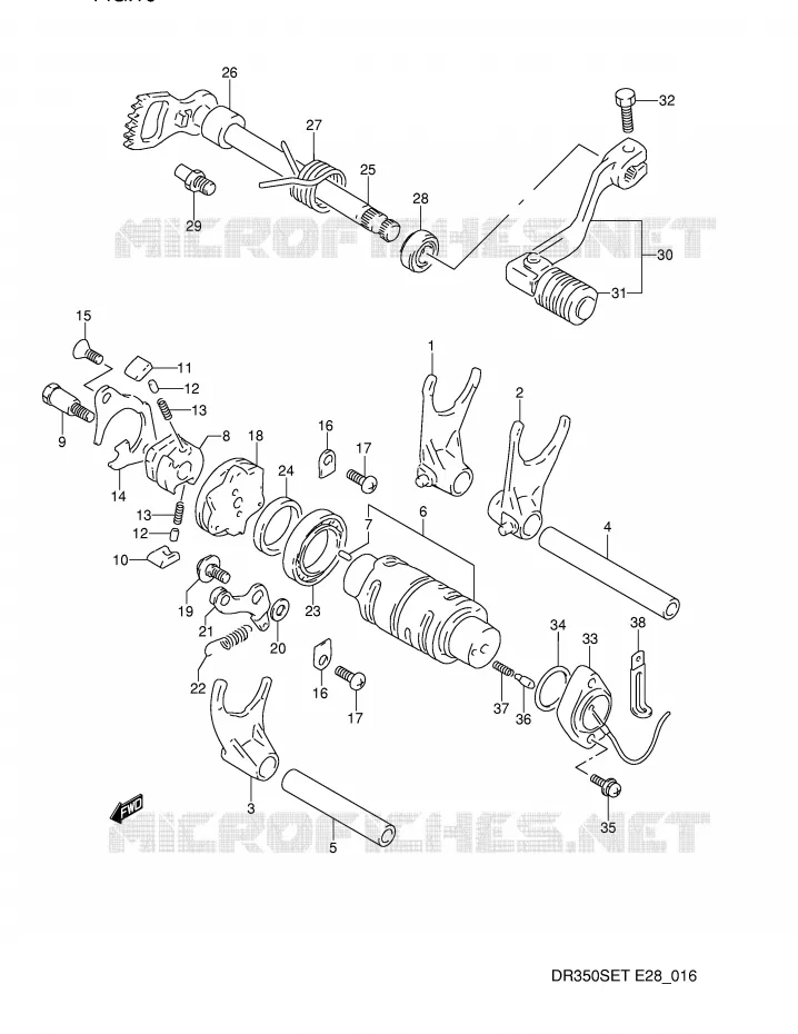ENSEMBLE DE SELECTION DE VITESSES Suzuki MOTO 350 DR 1995  DR350SES(E28)