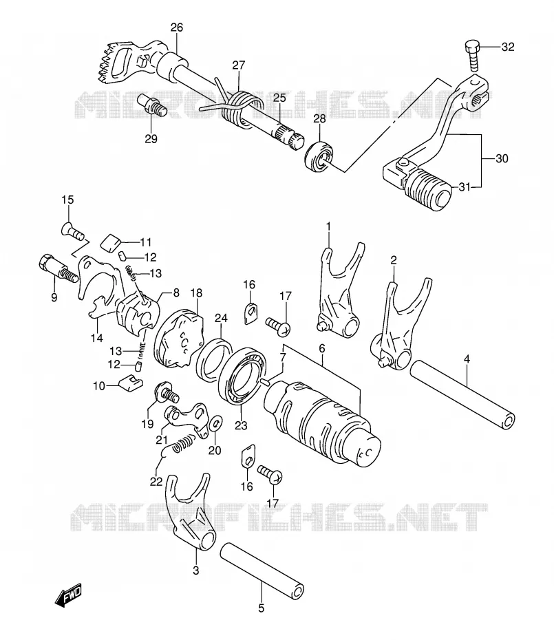 ENSEMBLE DE SELECTION DE VITESSES Suzuki MOTO 350 DR 1996  DR350T(E3)