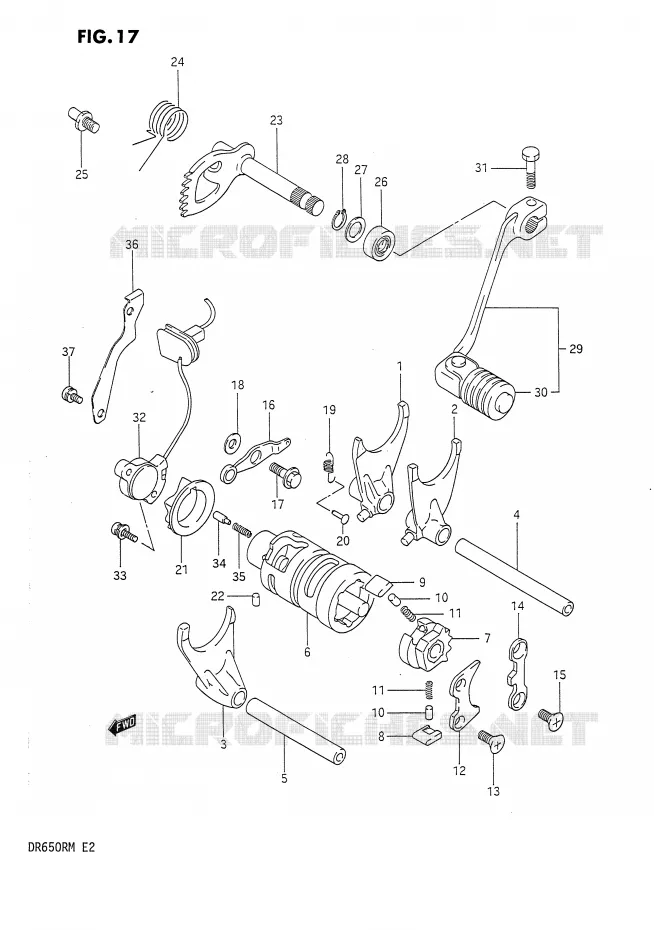 ENSEMBLE DE SELECTION DE VITESSES Suzuki MOTO 650 DR 1990  DR650RUL(E2)