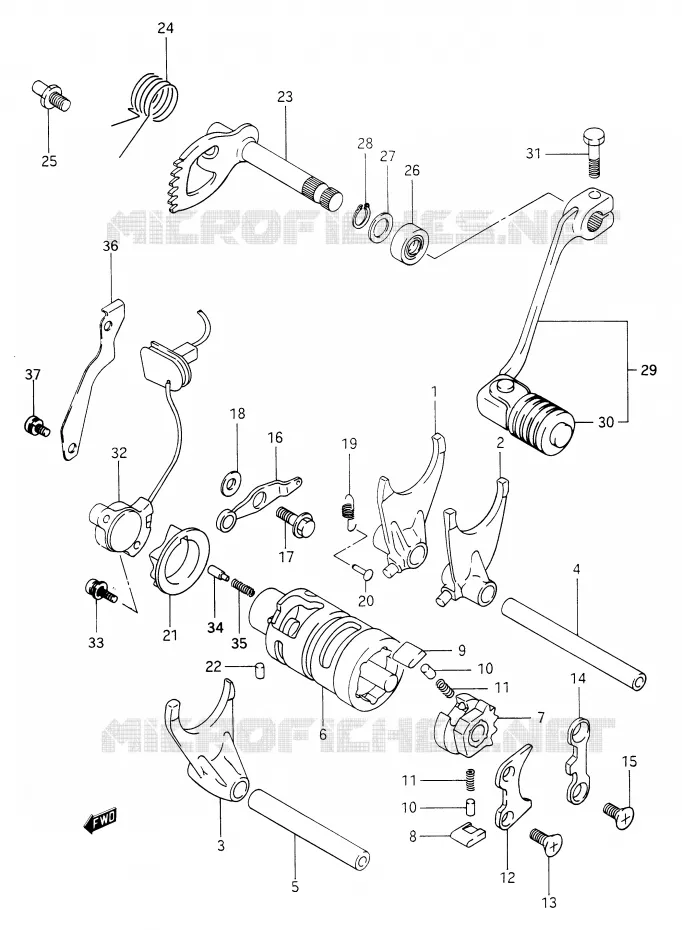 ENSEMBLE DE SELECTION DE VITESSES Suzuki MOTO 650 DR 1991  DR650RSM(E2)