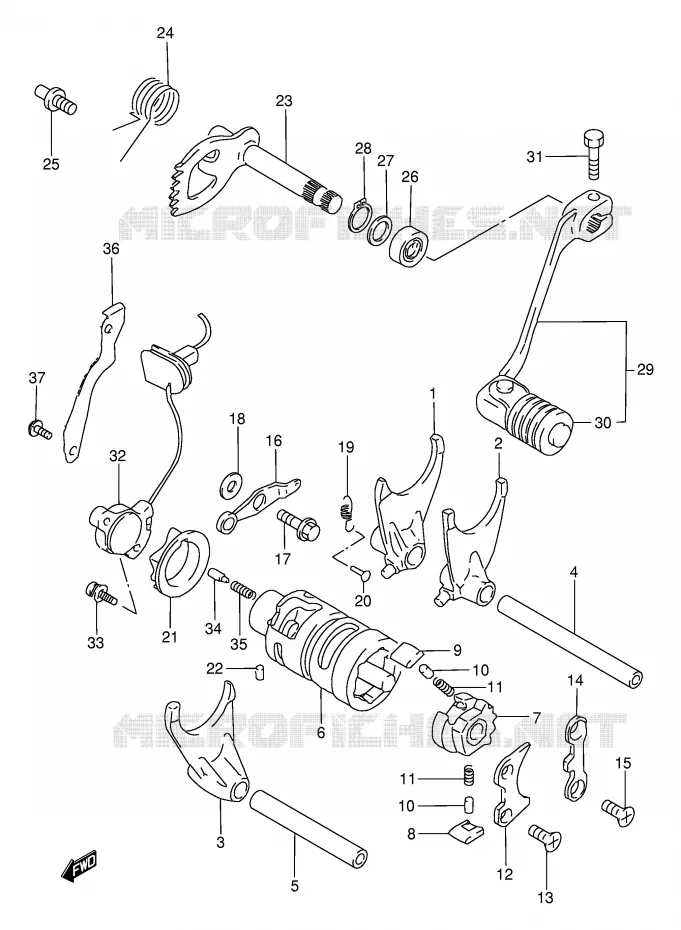 ENSEMBLE DE SELECTION DE VITESSES Suzuki MOTO 650 DR 1995  DR650RES(E2)