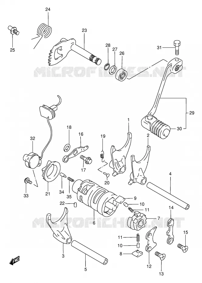 ENSEMBLE DE SELECTION DE VITESSES Suzuki MOTO 650 DR 1996  DR650SET(E4)