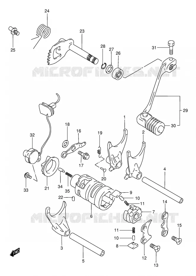 ENSEMBLE DE SELECTION DE VITESSES Suzuki MOTO 650 DR 2003  DR650SEK3(E4)