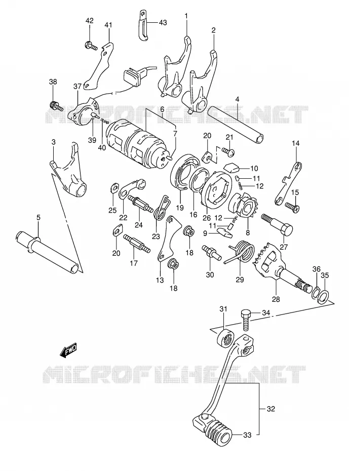ENSEMBLE DE SELECTION DE VITESSES Suzuki MOTO 800 DR 1996  DR800ST