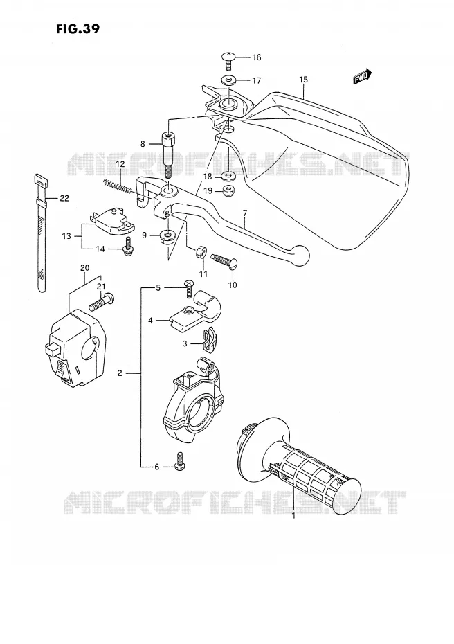 ENSEMBLE LEVIER - COMMODO DROIT (DR350SL/SM,DR350SN/SP/SR E24) Suzuki MOTO 350 DR 1993  DR350SHP(E2)