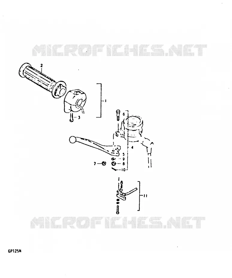 ENSEMBLE LEVIER - COMMODO DROIT (GP125C, GP125N) Suzuki MOTO 125 GP 1978  GP125UC(C/N)