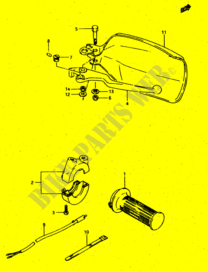 ENSEMBLE LEVIER   COMMODO DROIT (MODELE G/DR500SH) pour Suzuki DR 500 1987