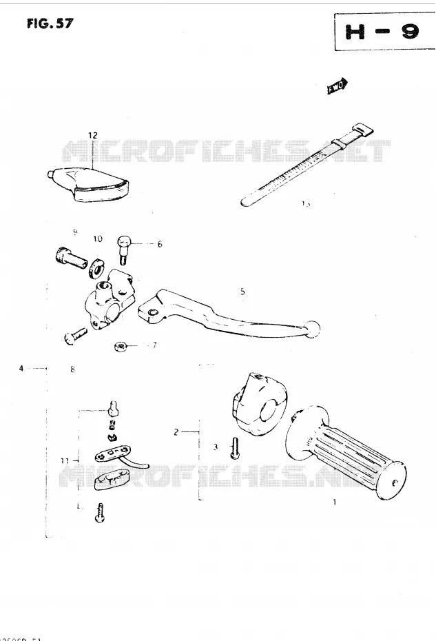 ENSEMBLE LEVIER - COMMODO DROIT Suzuki MOTO 250 DR 1983  DR250SD(E1)