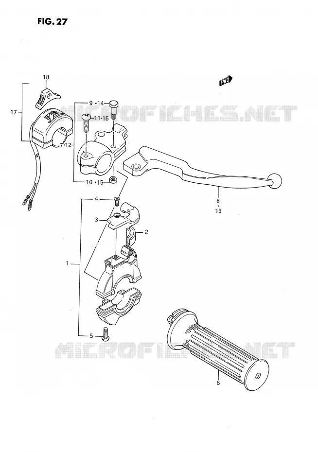 ENSEMBLE LEVIER - COMMODO DROIT Suzuki MOTO 80 DS 1991  DS80M(E3)
