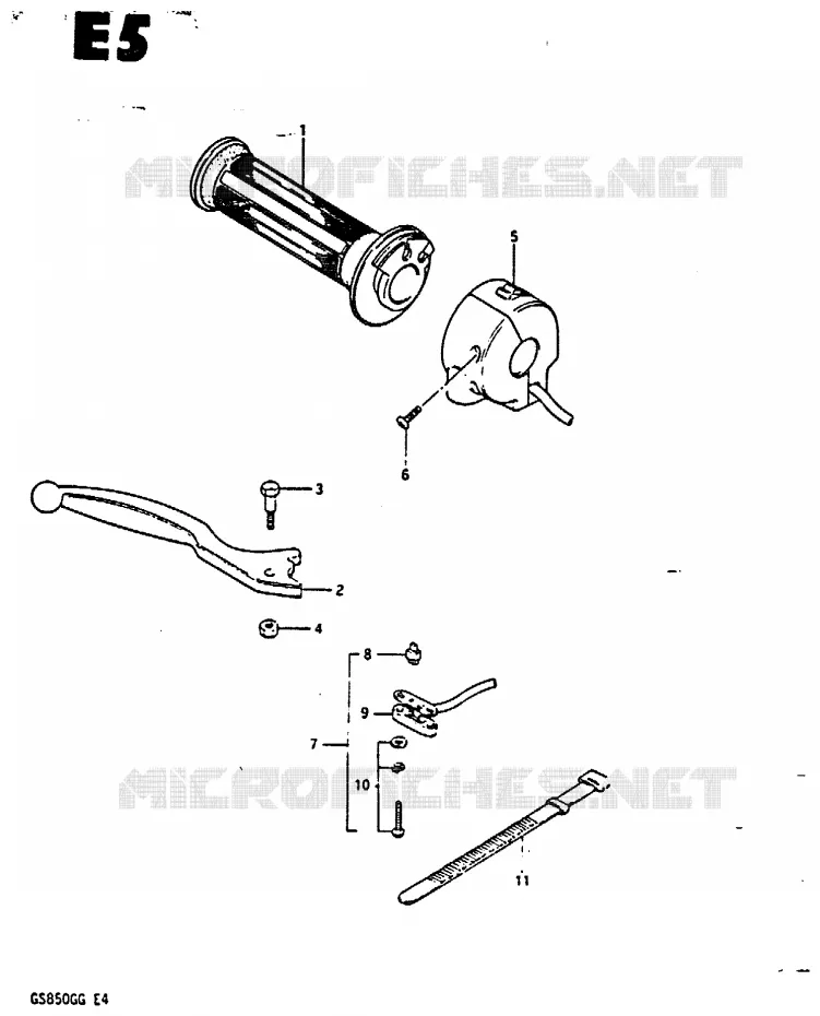 ENSEMBLE LEVIER - COMMODO DROIT Suzuki MOTO 850 GS 1984  GS850GE(E4)