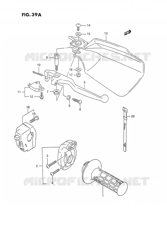 ENSEMBLE LEVIER - COMMODO DROIT (VOIR NOTE) Suzuki MOTO 350 DR 1993  DR350SP(E2)