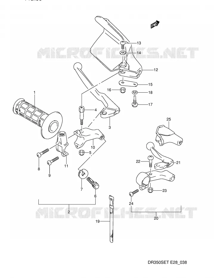 ENSEMBLE LEVIER - POIGNEE GAUCHE (MODELE L/M/N/P) Suzuki MOTO 350 DR 1994  DR350SER(E28)