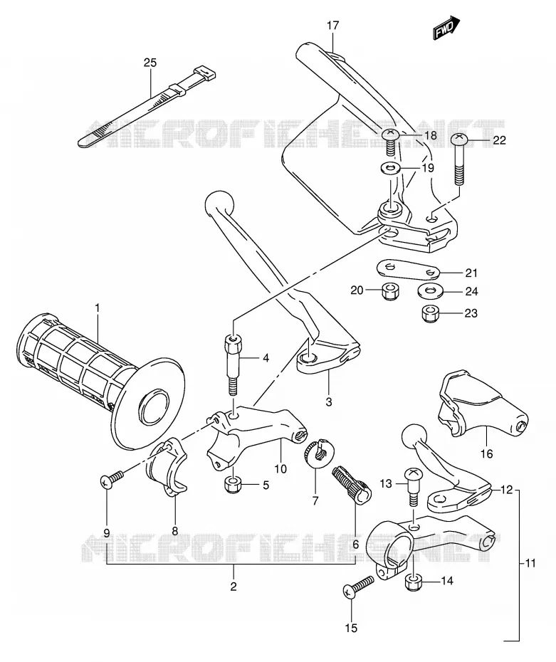 ENSEMBLE LEVIER - POIGNEE GAUCHE Suzuki MOTO 350 DR 1991  DR350M(E1)