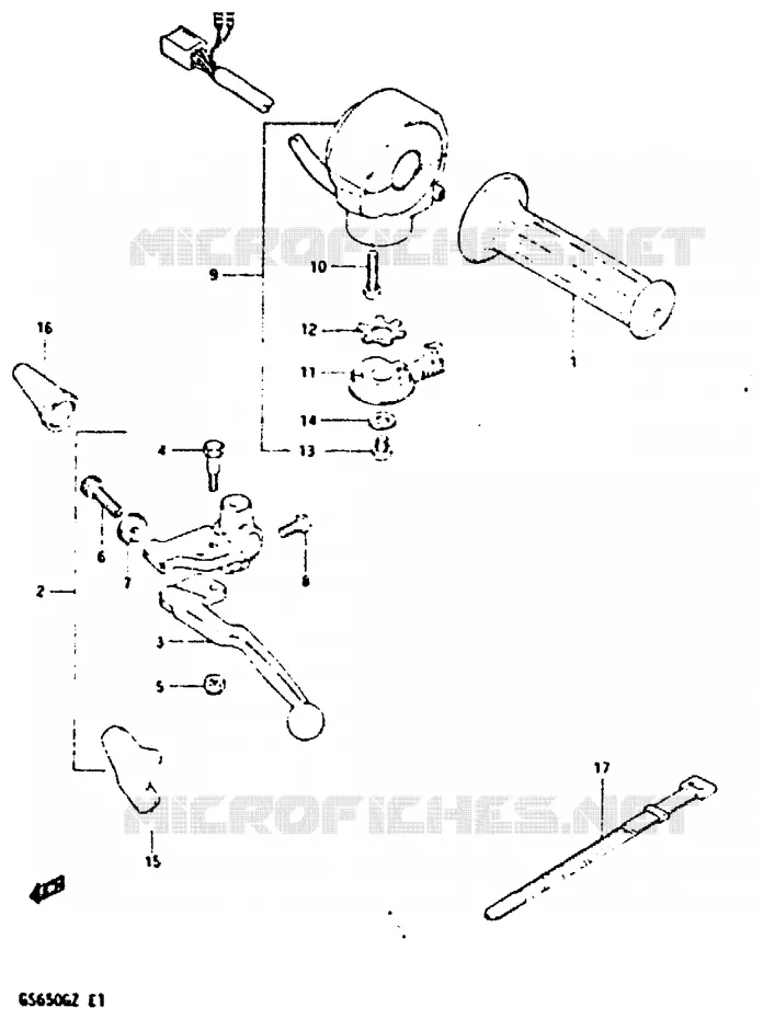 ENSEMBLE POIGNEE GAUCHE (MODELE Z) Suzuki MOTO 650 GS 1982  GS650GZ(X/Z)