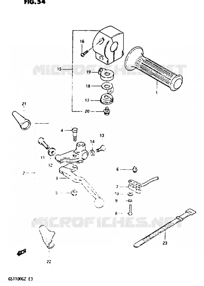 ENSEMBLE POIGNEE GAUCHE Suzuki MOTO 1100 GS-G 1982  GS1100GZ(Z/D)