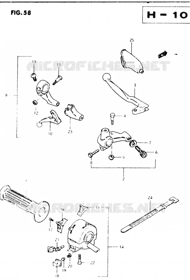 ENSEMBLE POIGNEE GAUCHE Suzuki MOTO 250 DR 1982  DR250SZ(E1)