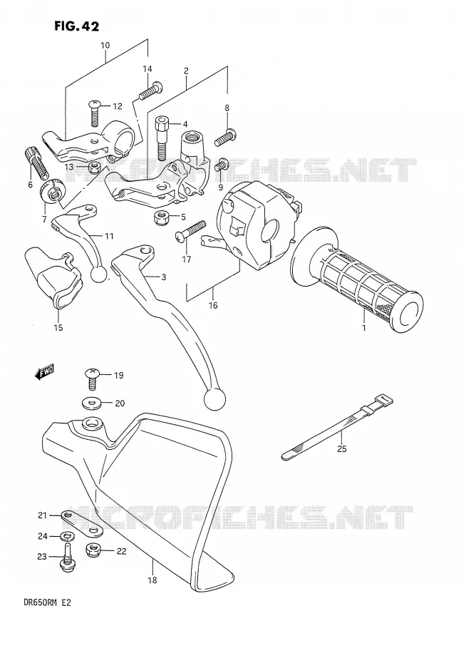 ENSEMBLE POIGNEE GAUCHE Suzuki MOTO 650 DR 1991  DR650RUM(E2)