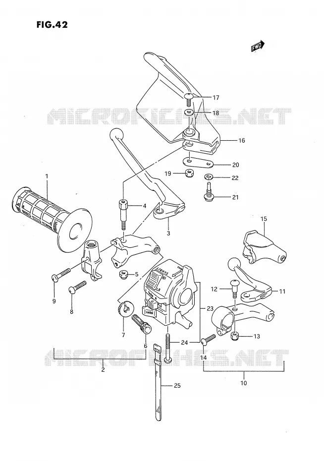 ENSEMBLE POIGNEE GAUCHE Suzuki MOTO 650 DR 1994  DR650RR(E4)