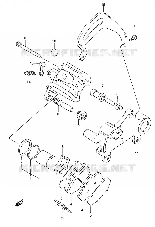 ETRIER DE FREIN ARRIERE (MODELE L/M) Suzuki MOTO 350 DR 1992  DR350N(E3)