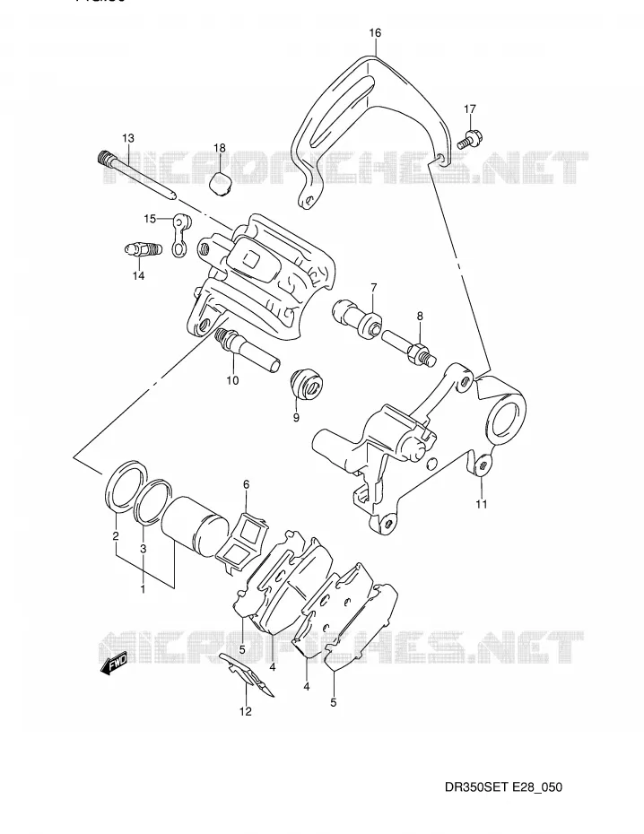 ETRIER DE FREIN ARRIERE (MODELE L/M) Suzuki MOTO 350 DR 1992  DR350SN(E28)