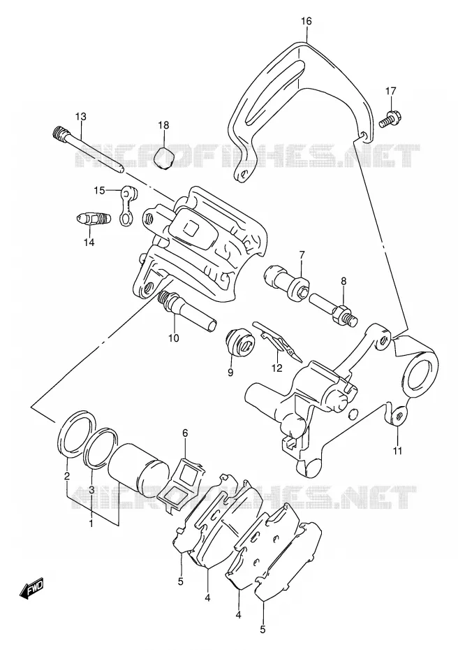 ETRIER DE FREIN ARRIERE (MODELE N/P) Suzuki MOTO 250 DR 1992  DR250SN(E24)