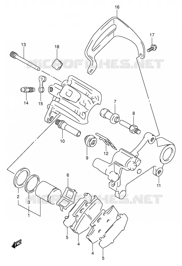 ETRIER DE FREIN ARRIERE (MODELE N/P) Suzuki MOTO 350 DR 1992  DR350N(E1)