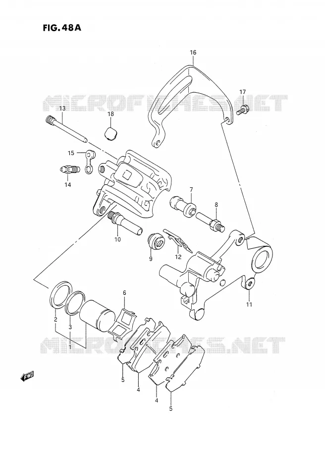 ETRIER DE FREIN ARRIERE (MODELE N/P) Suzuki MOTO 350 DR 1992  DR350SN(E2)
