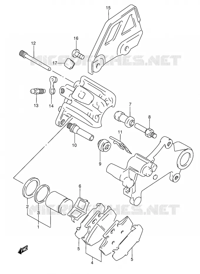 ETRIER DE FREIN ARRIERE (MODELE R/S/T) Suzuki MOTO 350 DR 1996  DR350T(E3)
