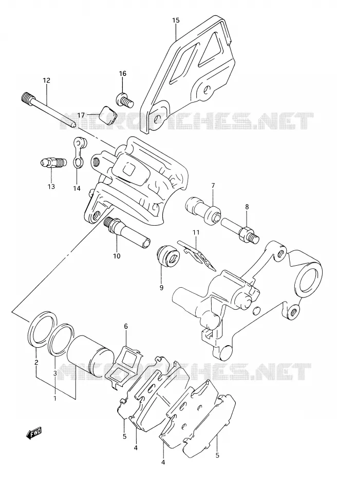 ETRIER DE FREIN ARRIERE (MODELE R) Suzuki MOTO 350 DR 1993  DR350P(E28)